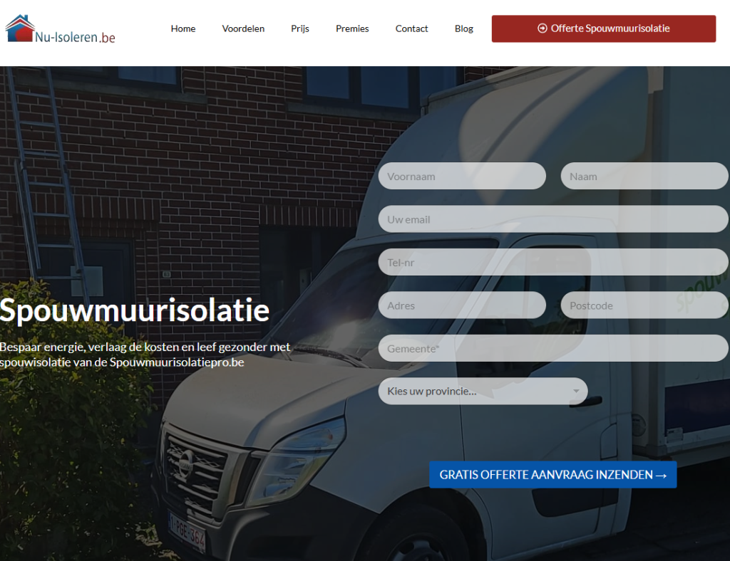 Nieuwe website online Spouwmuurisolatiepro.be